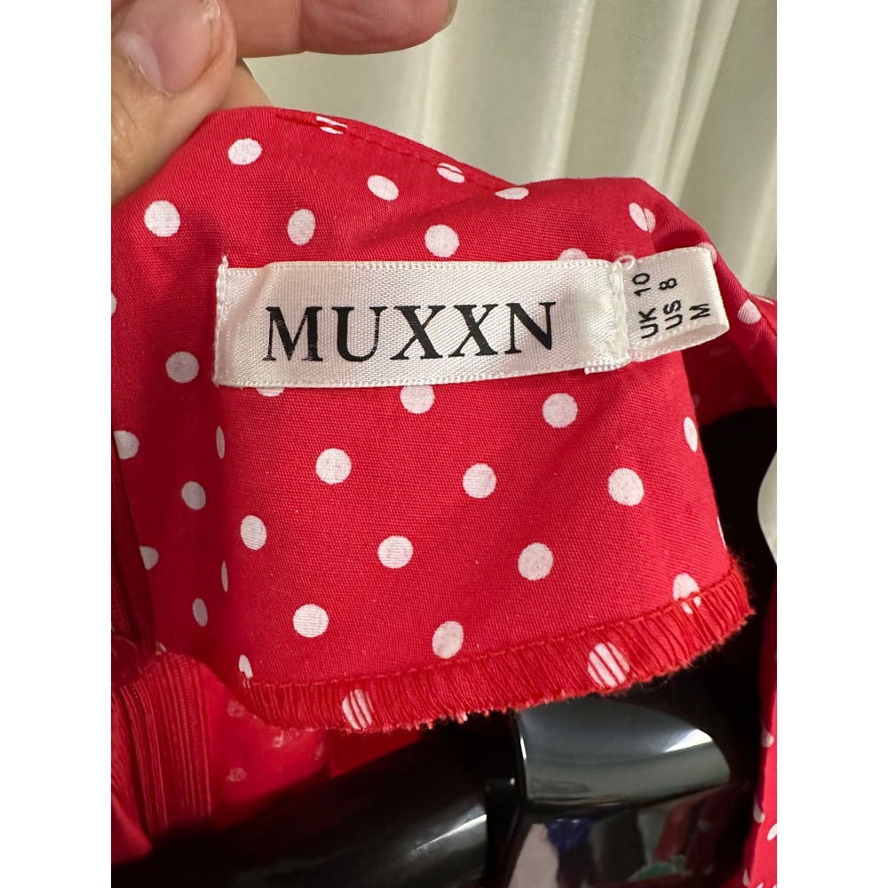 MUXXN Retro 1950s Red Polka Dot Rockabilly Swing Dress - Size M (US 8) - Picture 3 of 6